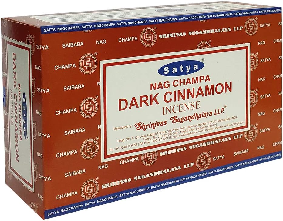 Dark Cinnamon Incense Sticks & Holder Bundle – Satya Herbal Incense Kit for Smudging & Meditation