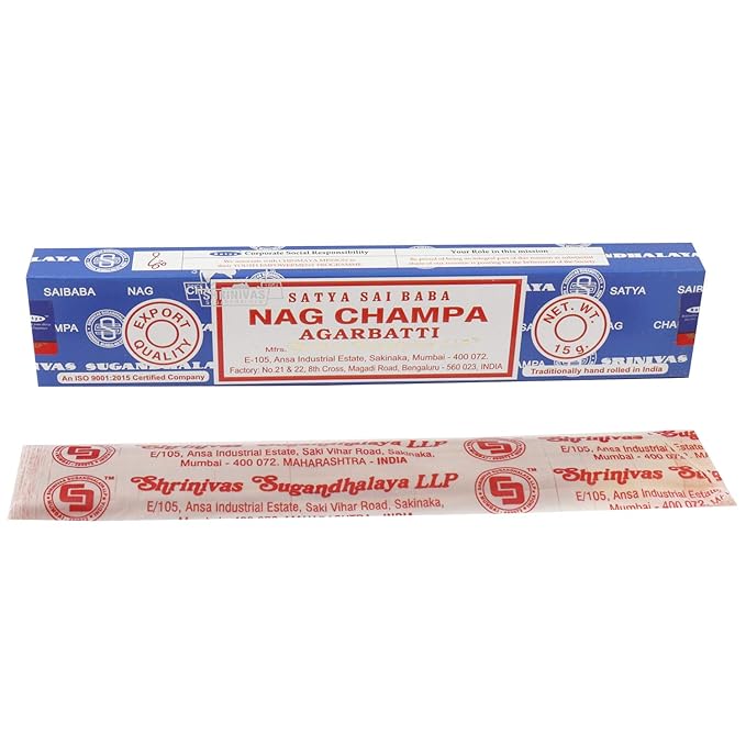 Satya Sai Baba Nag Champa Agarbatti | Original Hand-Rolled Incense Sticks | 12 Boxes × 15g | Meditation, Relaxation & Positivity