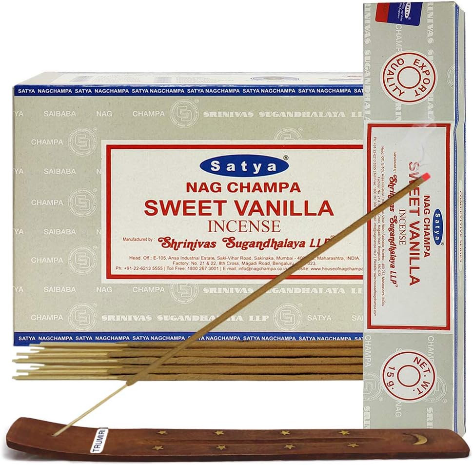 Sweet Vanilla Incense Sticks & Holder Bundle – Satya Relaxation & Aromatherapy Kit