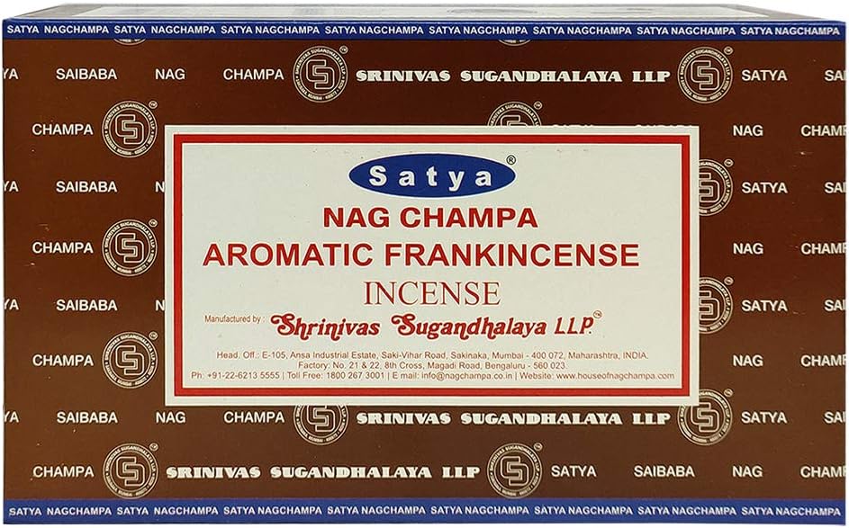 Satya Frankincense Incense Sticks & Holder Bundle – 180 Sticks Aromatherapy Kit, Hand-Rolled in India