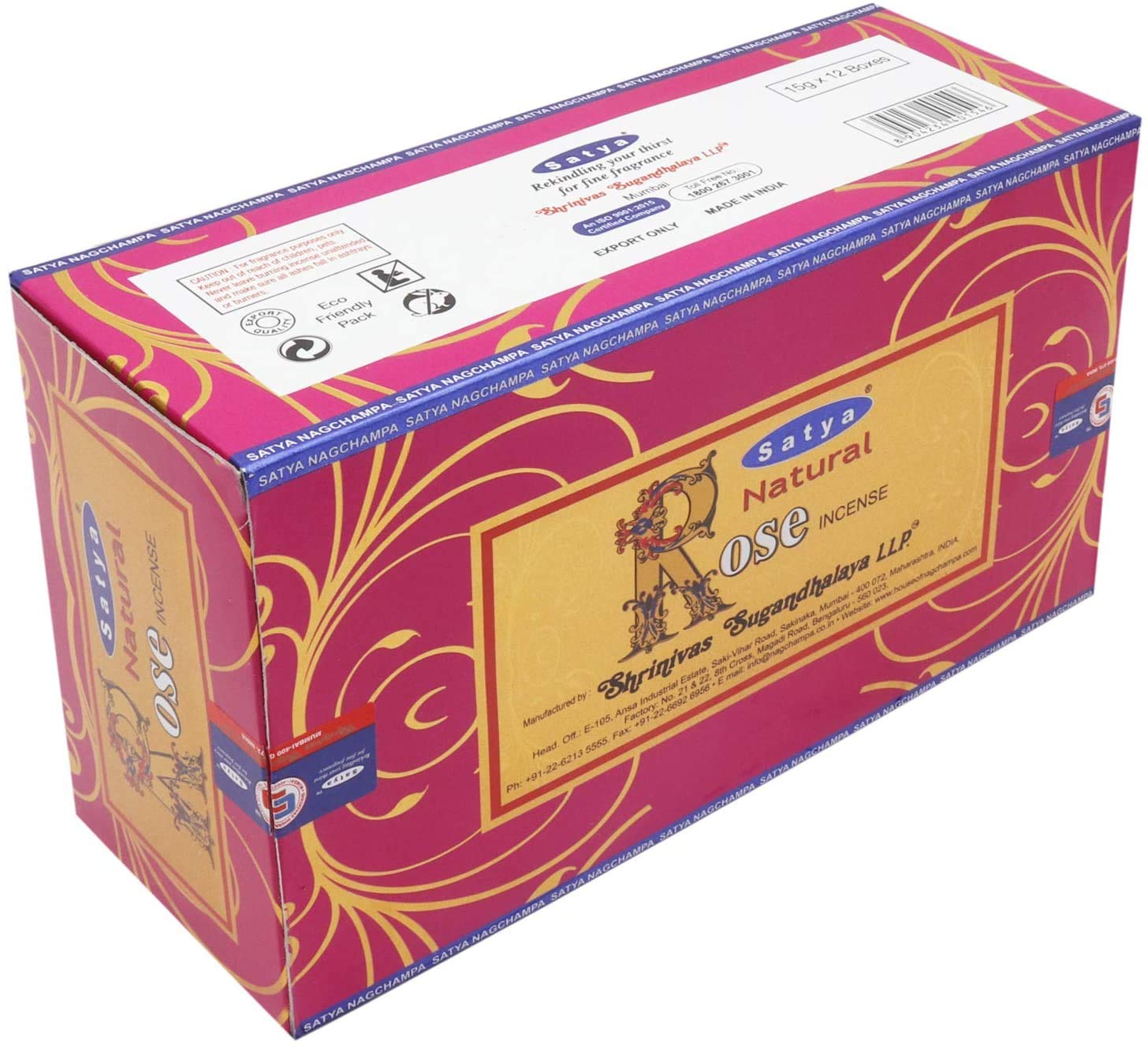 Satya Natural Rose Incense Sticks with Wooden Incense Holder | Handmade Agarbatti Bundle | 180 Sticks for Meditation, Smudging & Home Fragrance