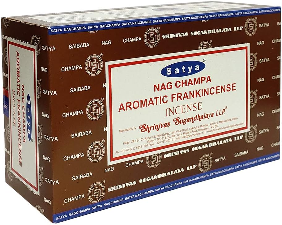 Satya Frankincense Incense Sticks & Holder Bundle – 180 Sticks Aromatherapy Kit, Hand-Rolled in India