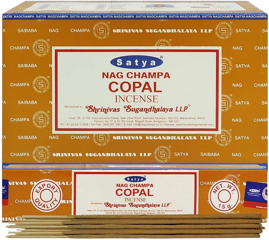 Satya Copal Incense Sticks & Holder Bundle – 180 Sticks Aromatic Smudging Kit, Hand-Rolled in India