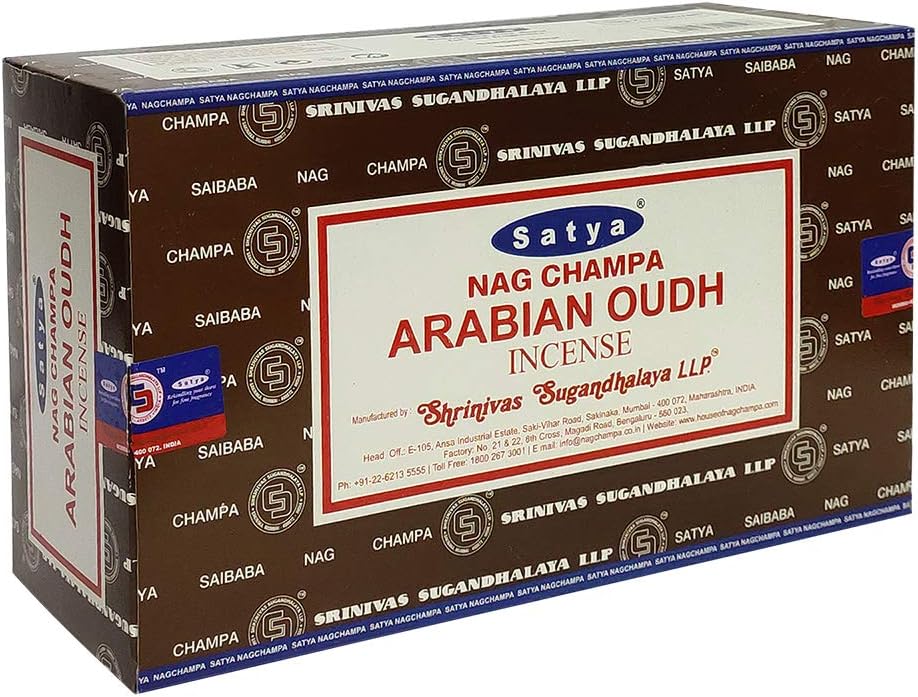 Arabian Oudh Incense Sticks & Holder Bundle – Satya Aromatic Smudging Kit, 180 Sticks