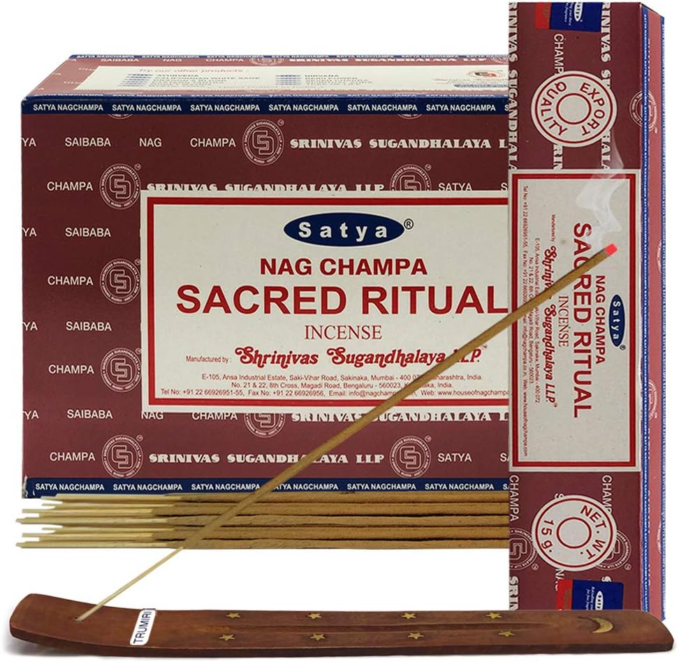Sacred Ritual Incense Sticks & Holder Bundle – Satya Spiritual Cleansing & Meditation Kit