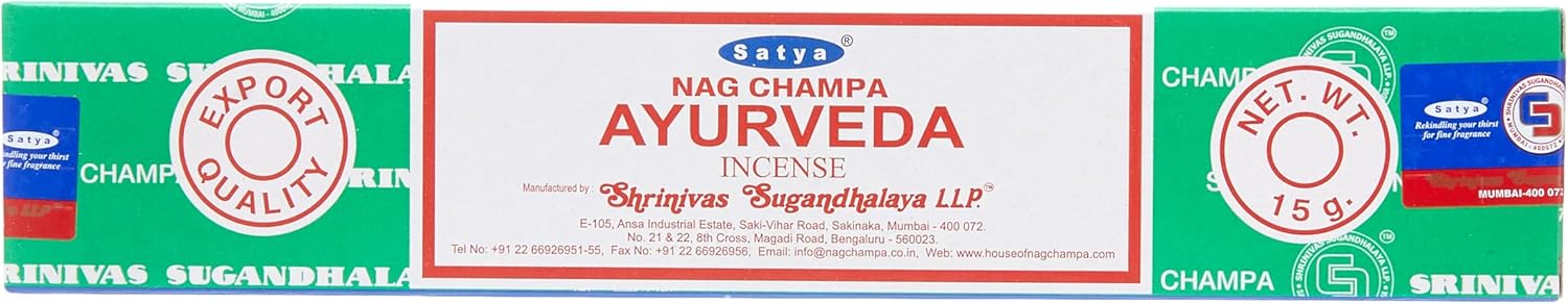 Satya Ayurveda Incense Sticks – Authentic Nag Champa, Hand-Rolled, Export Quality