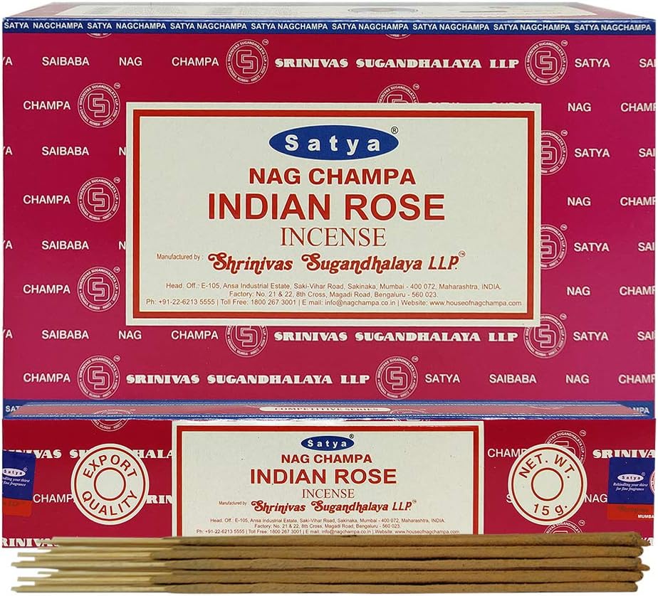 Indian Rose Incense Sticks & Holder Bundle – Satya Natural Floral Aromatic Kit