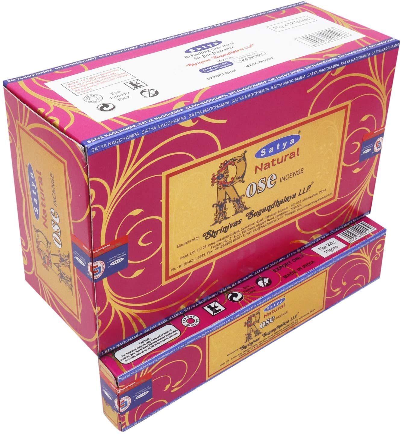 Satya Natural Rose Incense Sticks with Wooden Incense Holder | Handmade Agarbatti Bundle | 180 Sticks for Meditation, Smudging & Home Fragrance