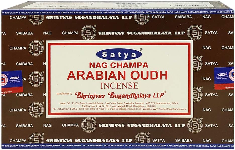 Arabian Oudh Incense Sticks & Holder Bundle – Satya Aromatic Smudging Kit, 180 Sticks