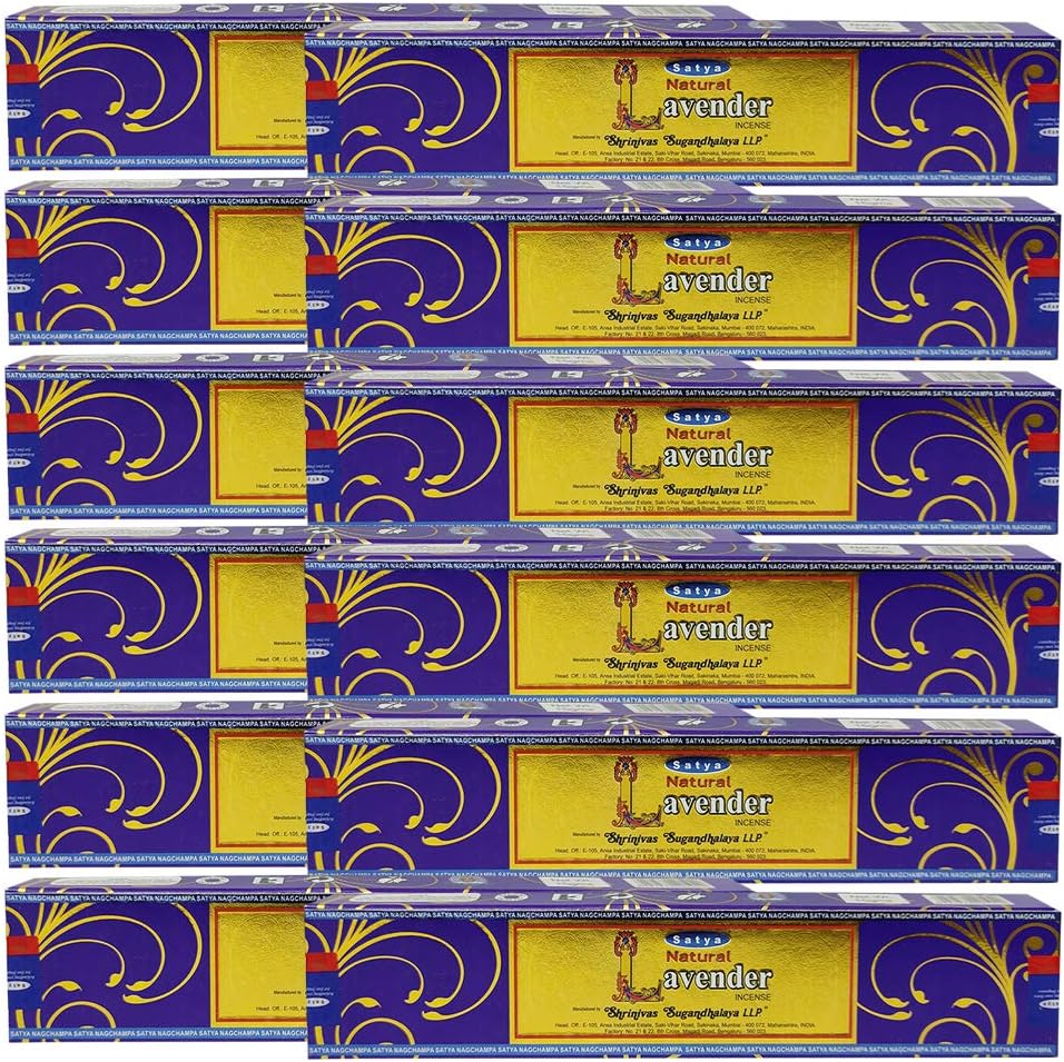 Satya Natural Lavender Incense Sticks with Wooden Incense Holder | Handmade Agarbatti Bundle | 180 Sticks for Meditation, Relaxation & Home Fragrance