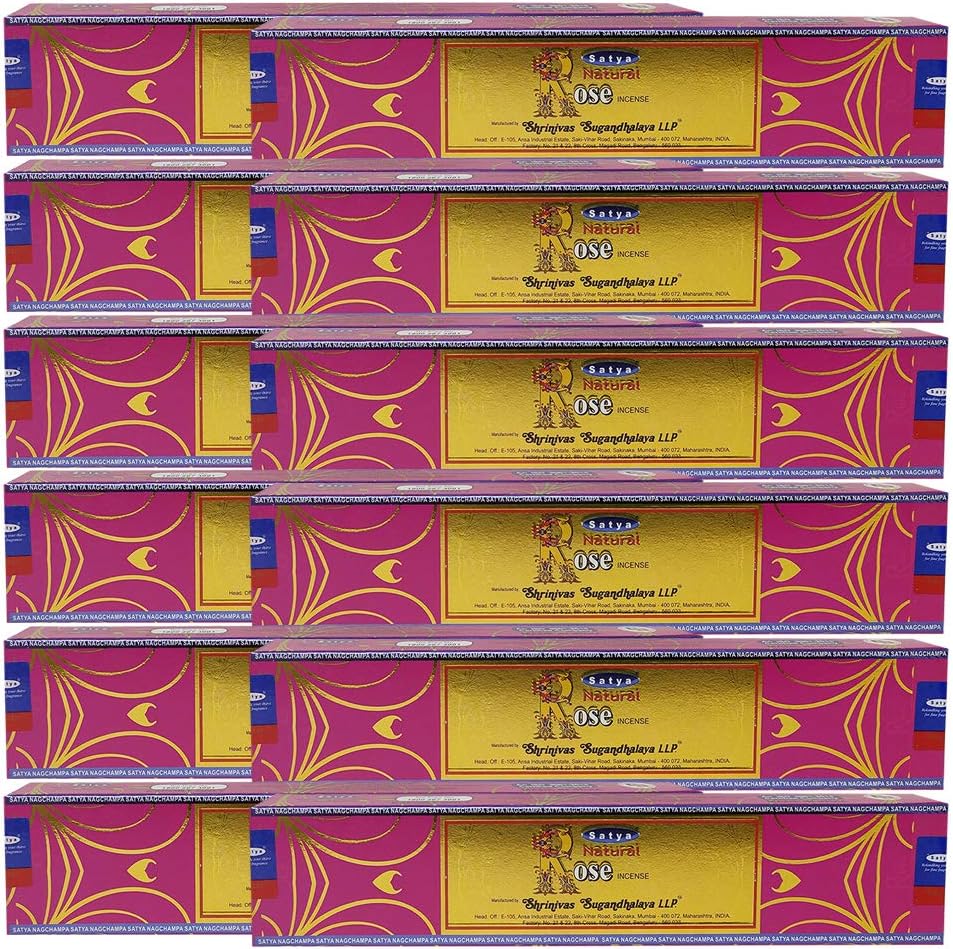 Satya Natural Rose Incense Sticks with Wooden Incense Holder | Handmade Agarbatti Bundle | 180 Sticks for Meditation, Smudging & Home Fragrance