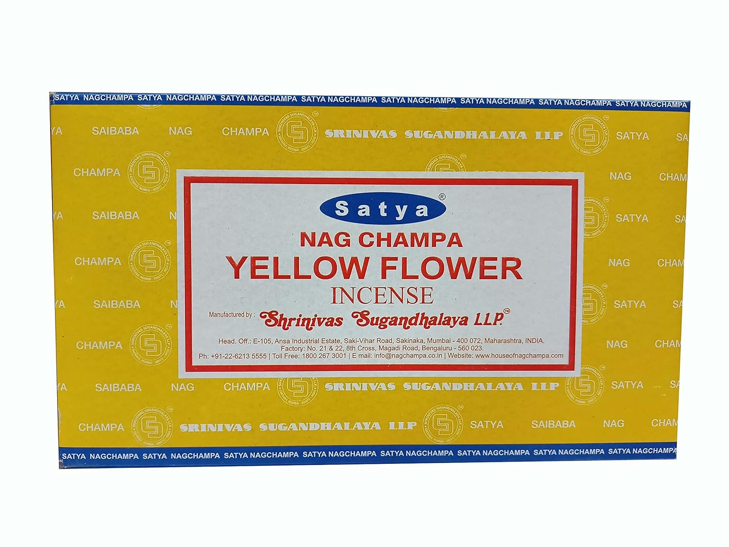 Satya Yellow Flower Incense Sticks | Handmade Natural Agarbatti | Long-Lasting Fragrance for Meditation, Yoga & Home | 180g Box (12 Packs)