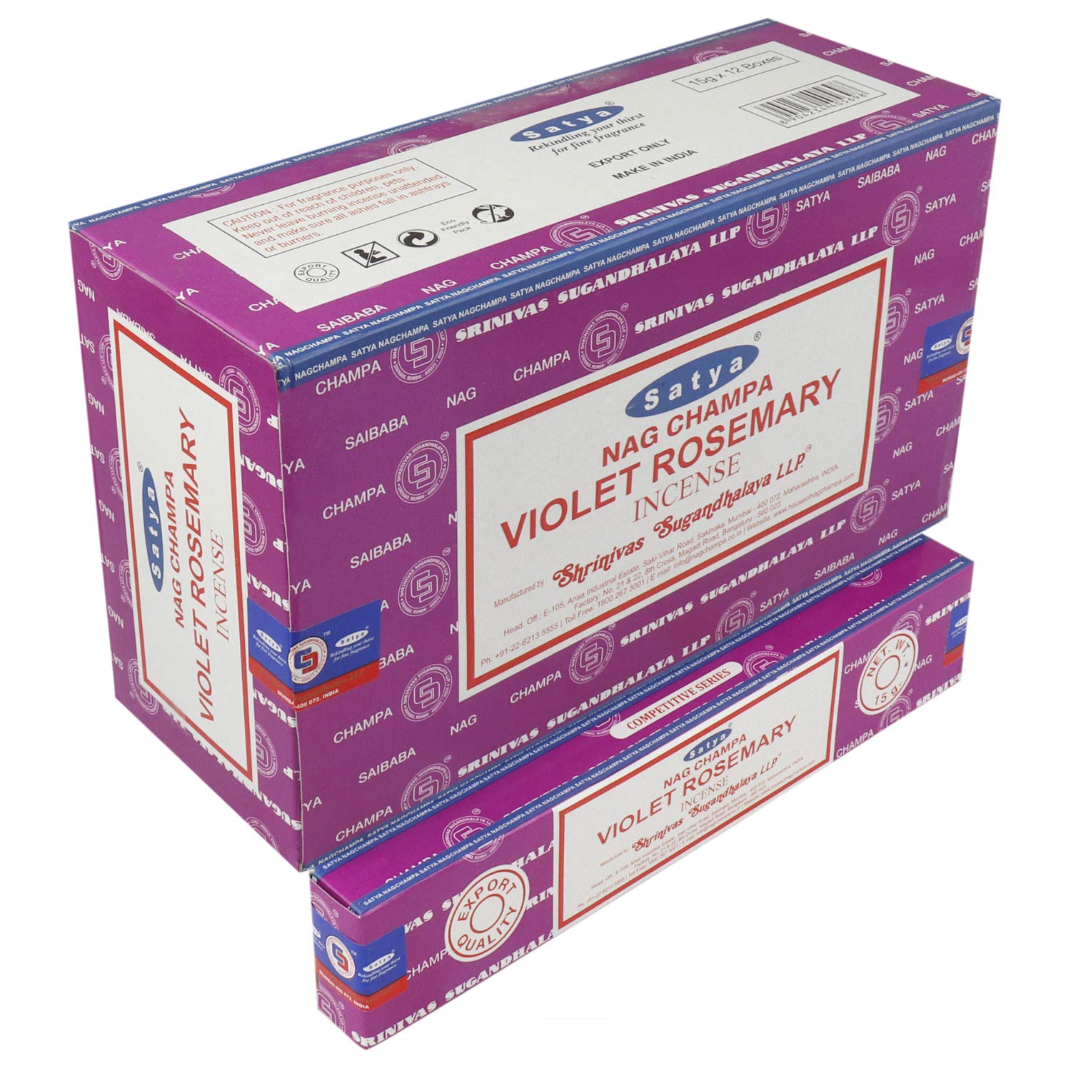Satya Violet Rosemary Incense Sticks | Handmade Natural Agarbatti | Long-Lasting Fragrance for Meditation, Yoga & Home | 180g Box (12 Packs)