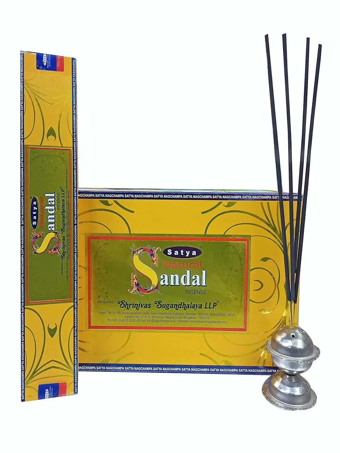 Satya Sai Baba Natural Sandal Incense Sticks | Handmade Agarbatti | Long-Lasting Fragrance for Meditation, Yoga & Prayer | 180g Box (12 Packs)