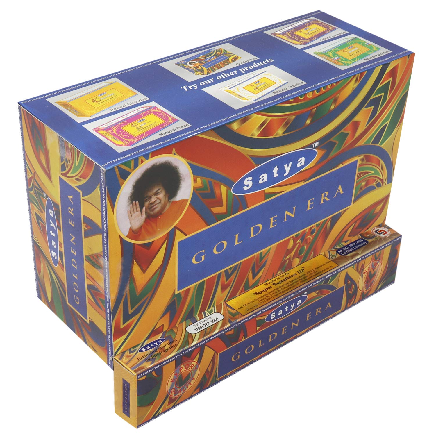 Nag Champa Golden Era Incense Sticks | Handmade Agarbatti | Long-Lasting 60 Min Burn | 12 Boxes × 15g (180g Total) + Free Wooden Holder